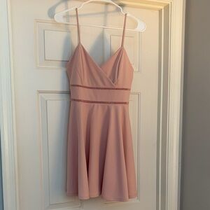 Trixxi Blush Pink Mini Dress with Spaghetti Straps